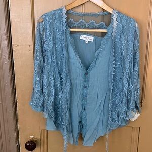 Pretty Angel Teal Lace Blouse